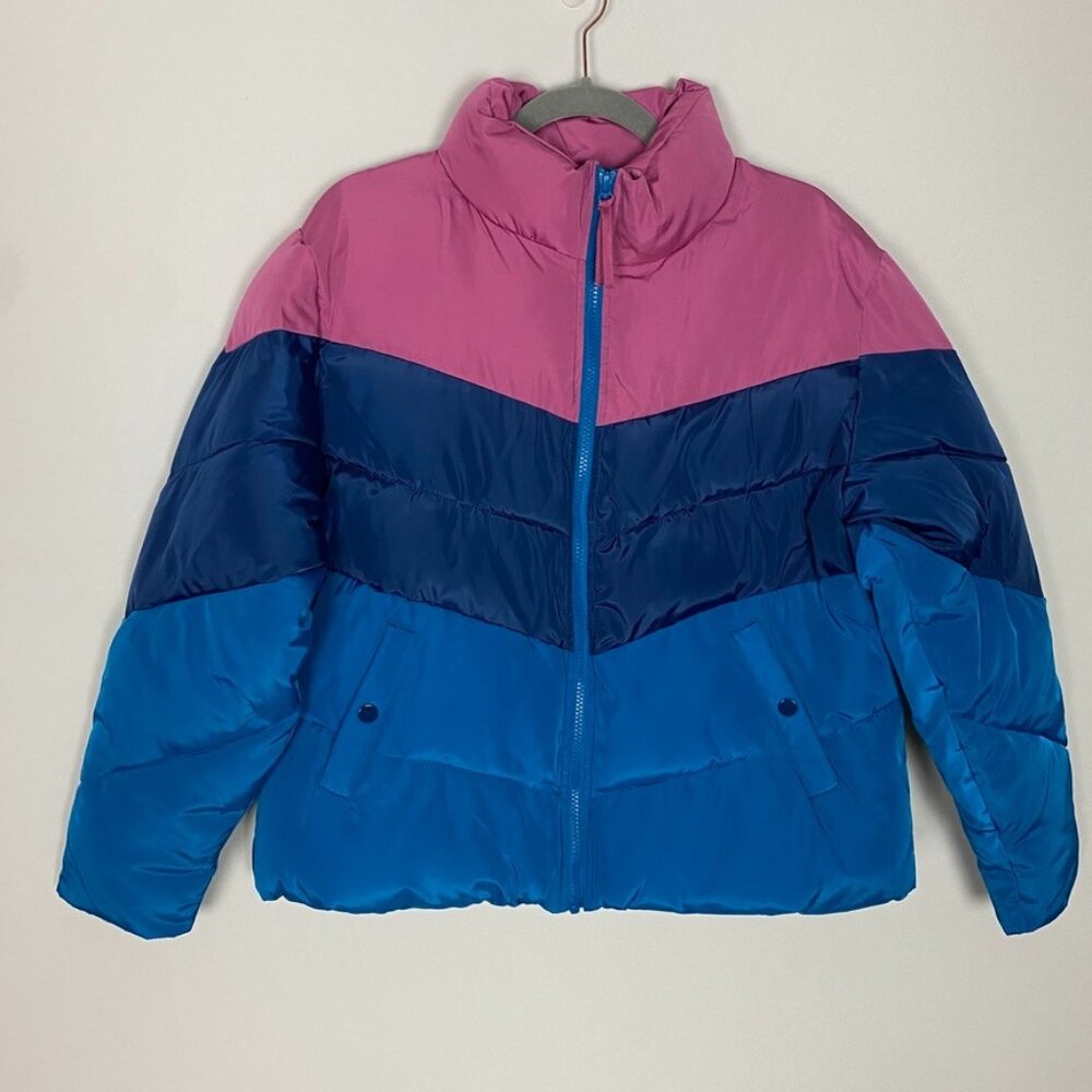 SUNDANCE Greer Mountain Jacket Large Puffer Winter Retro Colorblock Striped - Picture 2 of 7